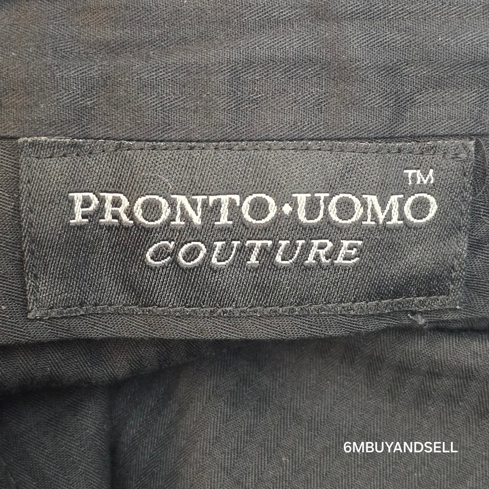 Pronto Uomo Couture Mens 41 Wool Pinstripe Pleated Cuffed Dress Pants Gray - Picture 3 of 15